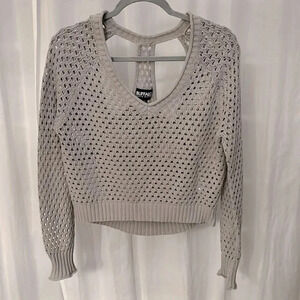 BUFFALO  Cotton Crop V-Neck Sweater Cutout Back, Size L